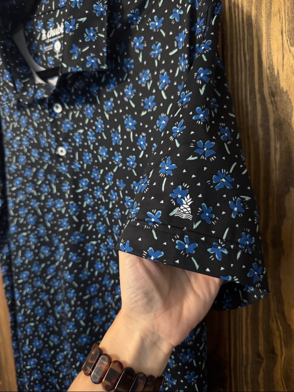 chubbies Black Polo with Blue Floral Print - Picture 6 of 6
